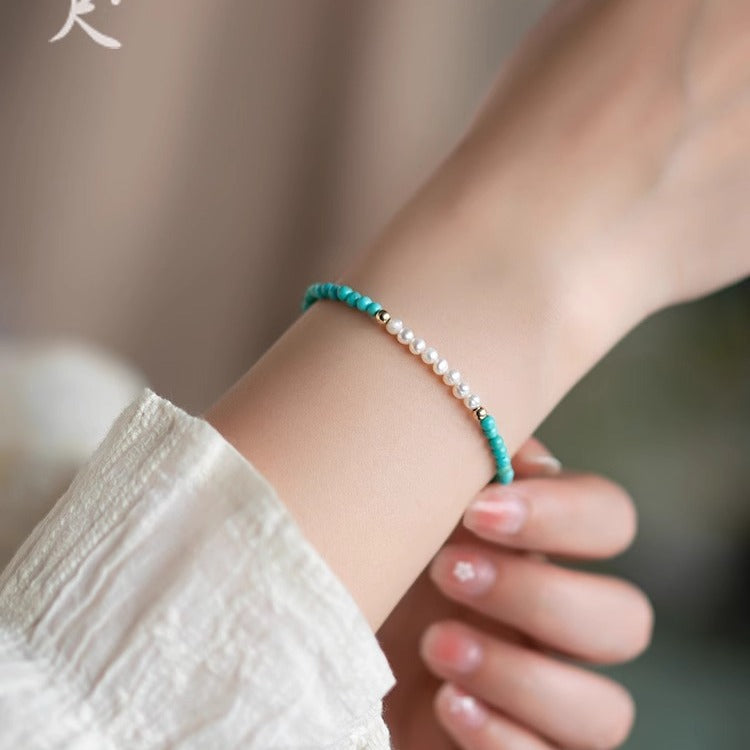 Fortune's Favor Turquoise and Pearl Women's Bracelet