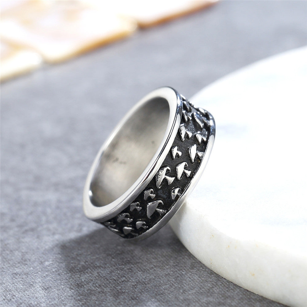 Wholesale Retro European and American Mushroom Titanium Steel Ring