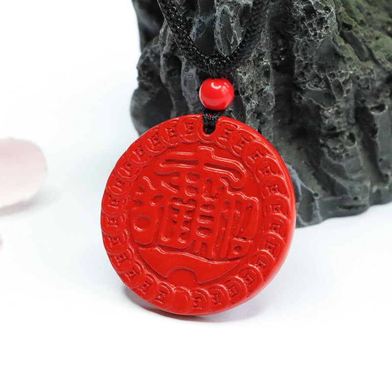 Vermilion Sand Round Brand Blessings Pendant featuring Cinnabar Stone