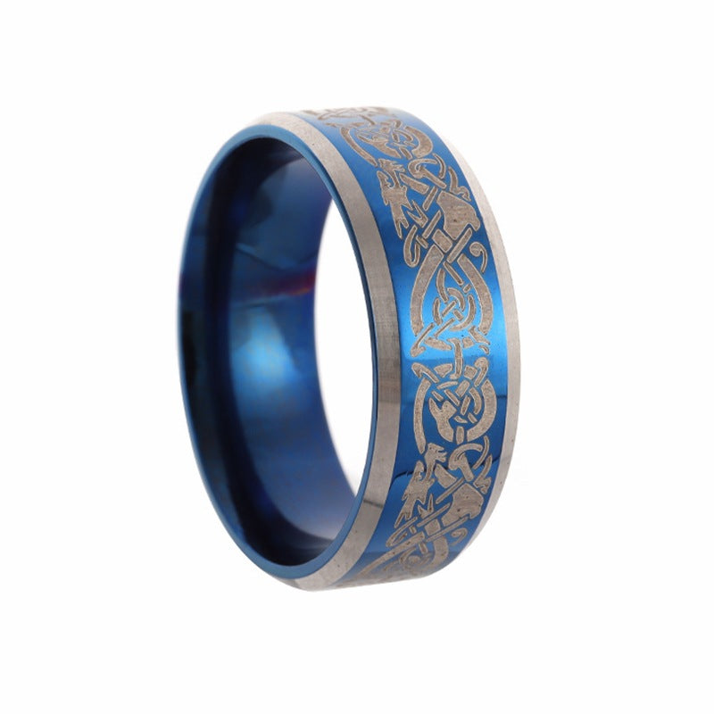 Dragon Pattern Titanium Steel Ring for Men - Best-Selling Cross-Border Jewelry