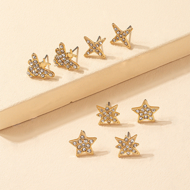 Starlit Delight Earrings Set - Luxe Korean Design for Women