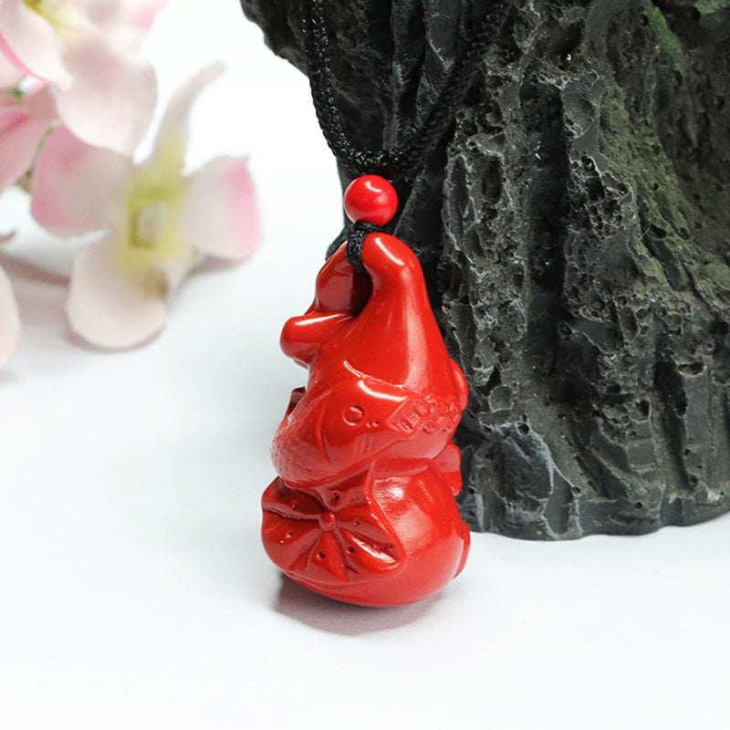 Vermilion Sand Gourd Pendant Red Sand Lotus Leaf Fish Retro Pendant