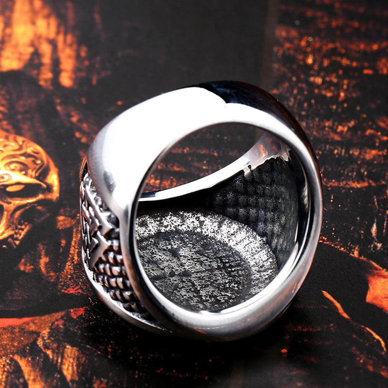 Nordic Voyager Titanium Steel Ring with Odin Triangle Design for Men