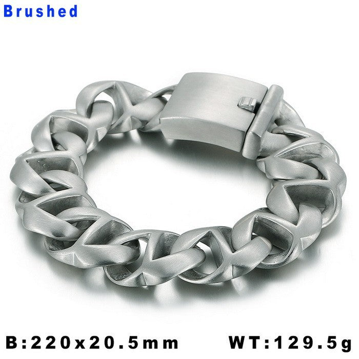 Men's Domineering Thick Stainless Steel Hip-Hop Bracelet - European and American Fashion Trend