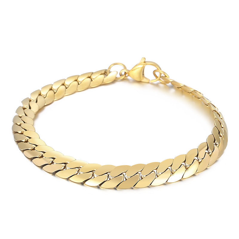 Stylish Men's Electroplated Stainless Steel NK Chain Bracelet - Ins Korea Design