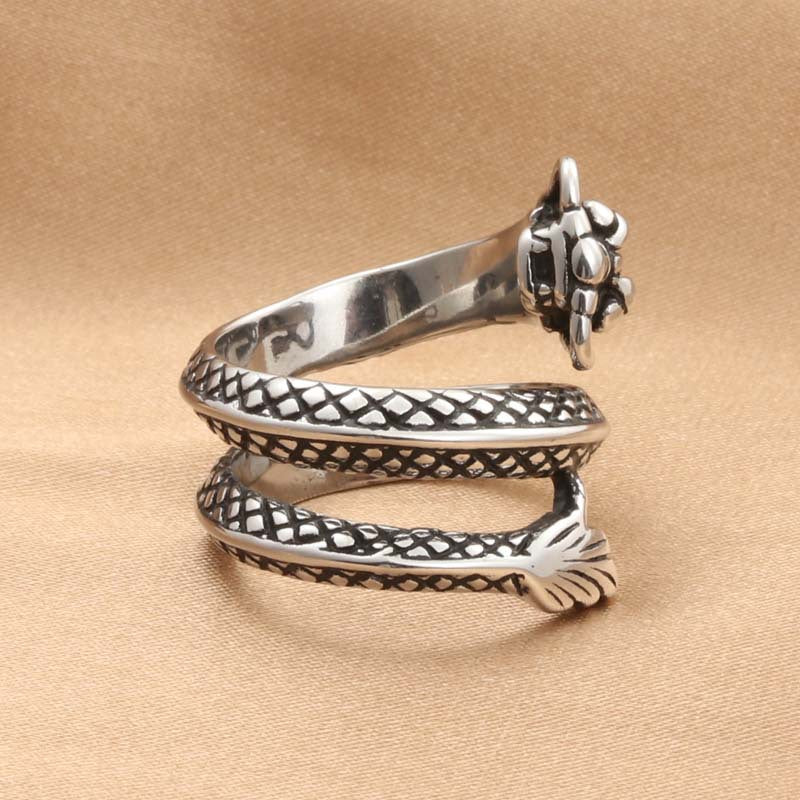 Titanium Steel Dragon Ring for Men - Retro Trendy Animal Accessory Direct from Manufacturer