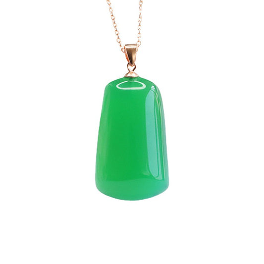 Green Chalcedony Sterling Silver Pendant Necklace