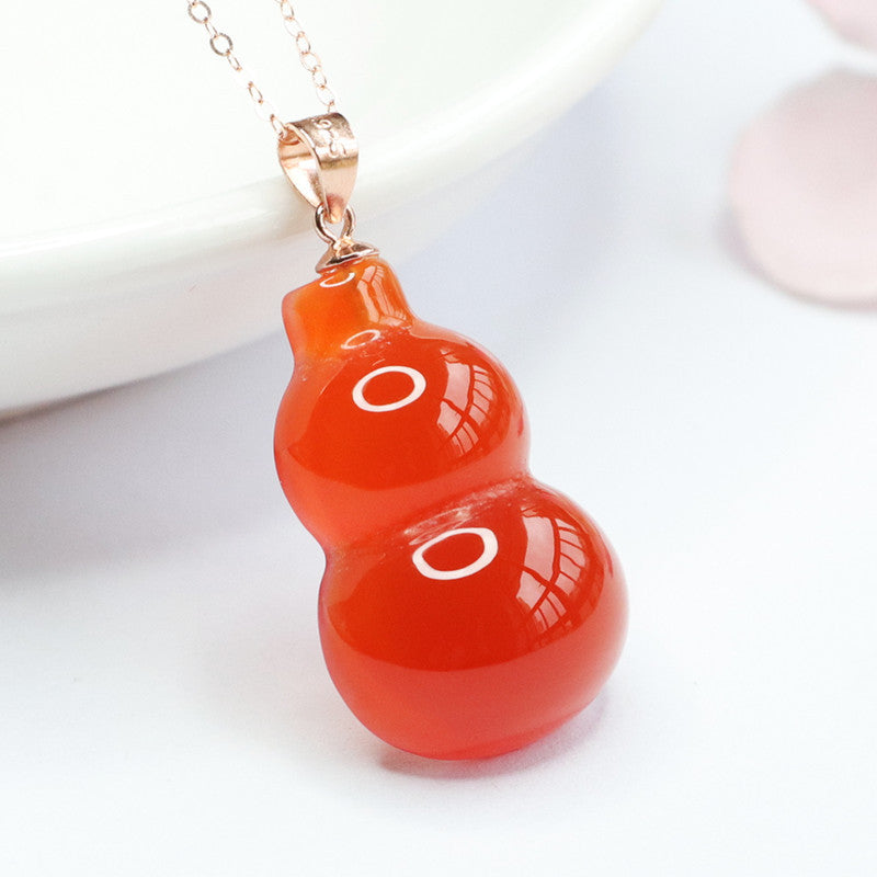 S925 Sterling Silver Red Agate Gourd Pendant Necklace crafted with premium S925 silver and a captivating red agate gourd pendant for a distinct touch of elegance.