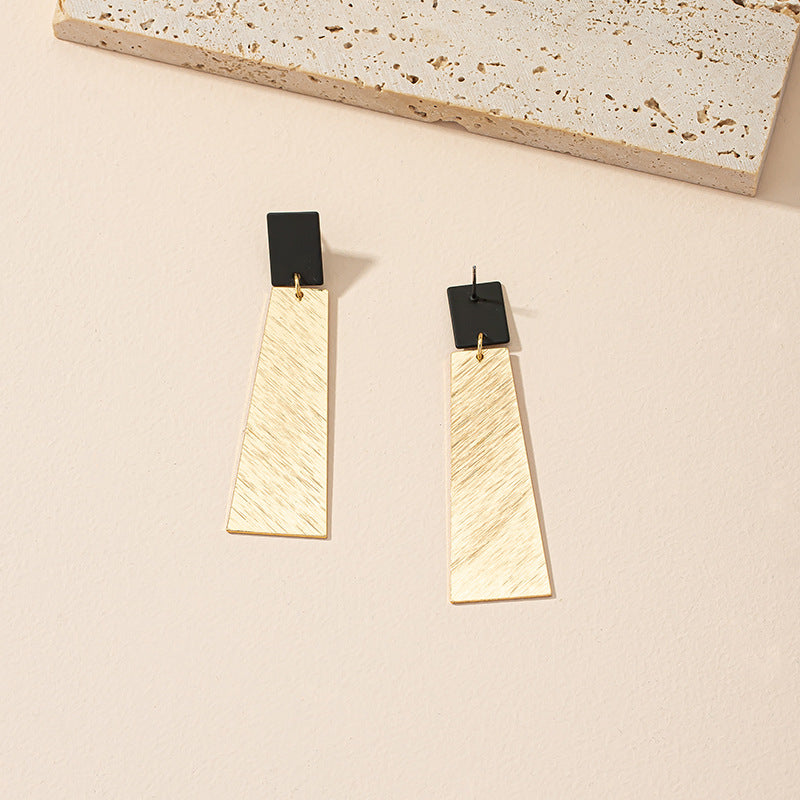 Geometric Metal Texture Earrings with European Flair