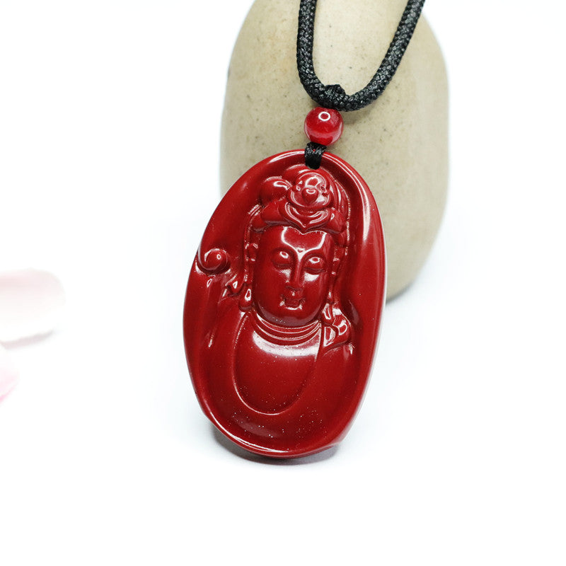 Vermilion Sand Ruyi Pendant with Purple Gold Sand Avalokitesvara Head