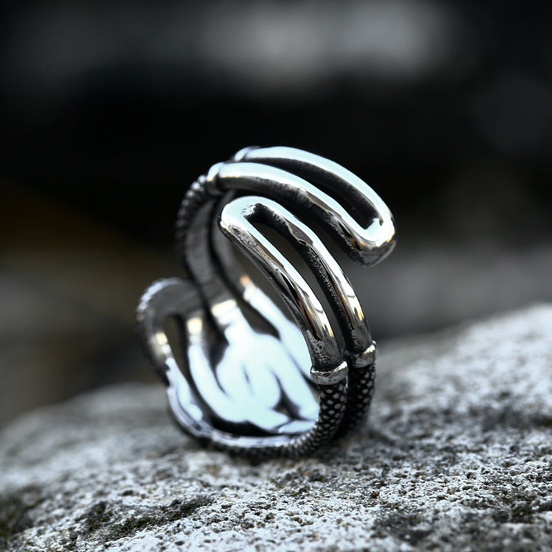 Retro Titanium Steel Snake Ring for Men - Cross-Border Wholesale Open Design