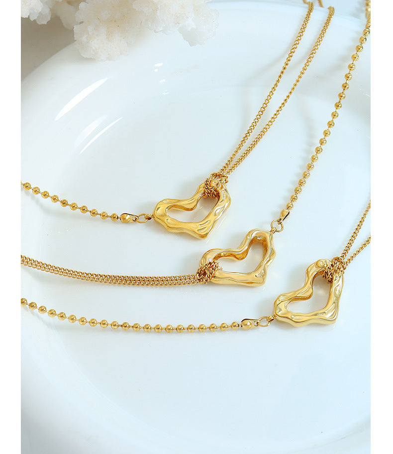 18k Gold Irregular Heart Pendant Necklace - Planderful Everyday Genie Collection