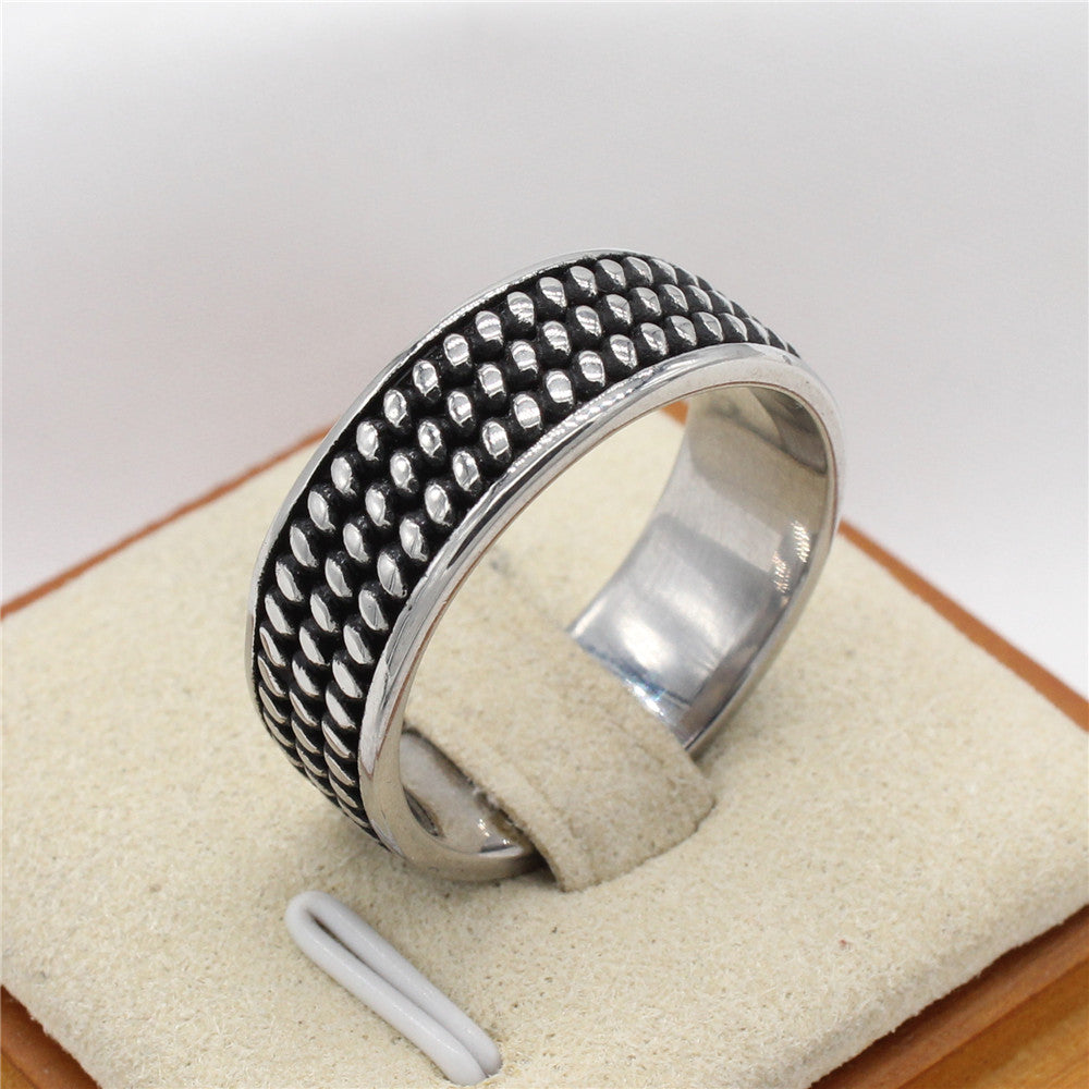 Personalized Retro Titanium Steel Men's Ring - European and American Style Wholesale Jewelry