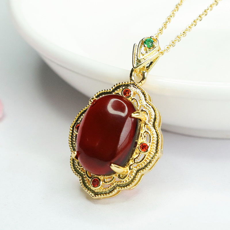 Golden Honey Amber Pendant with Sterling Silver Chain