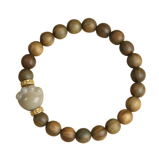 Fortune's Favor Natural Sandalwood Sterling Silver Bracelet