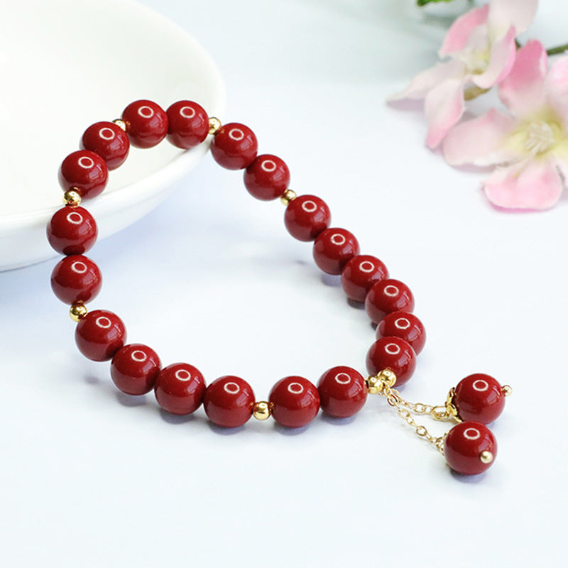 Cinnabar and Acacia Bean Sterling Silver Bracelet - Fortune's Favor Collection