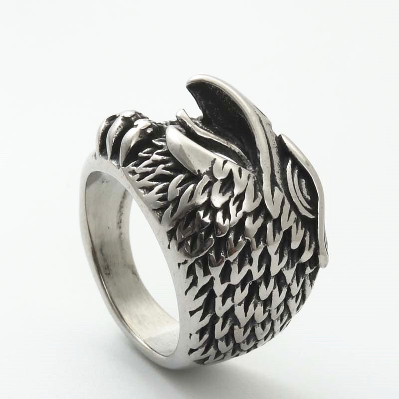 Titanium Steel Eagle Ring for Men - Retro Hipster Punk Jewelry Directly from Manufacturer