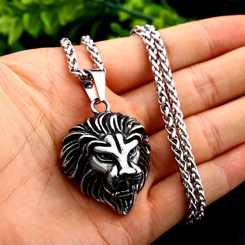 Titanium Steel Lion Head Pendant for Men - Domineering Animal Jewelry Wholesale