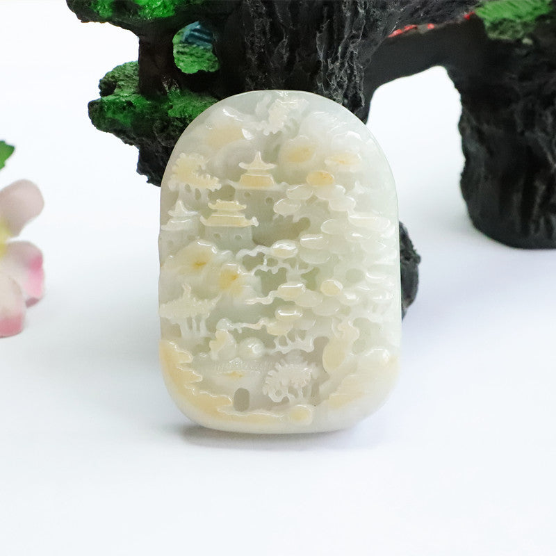 Fortune's Favor Yellow Jade Pendant with Intricate Hollow Carving