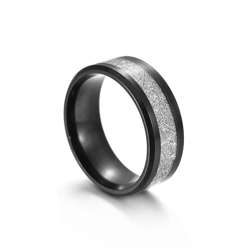 Frosty Titanium Steel Men's Ring with Ice Silk Detail - Live Jewelry Wholesale Show for Men