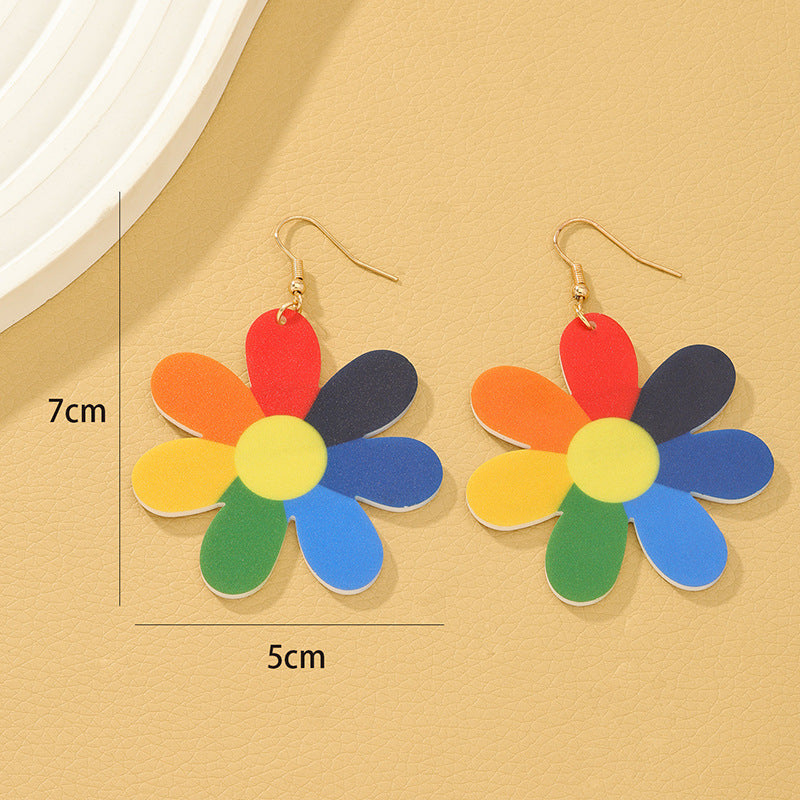 European and American Acrylic Printed Flower Earrings - Vienna Verve Collection