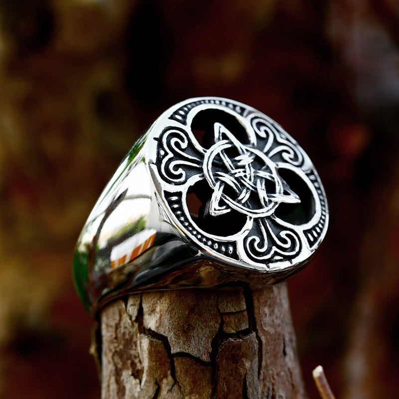 Celtic Knot Titanium Steel Ring for Men - Nordic Viking Style, Retro Fashion Accessory