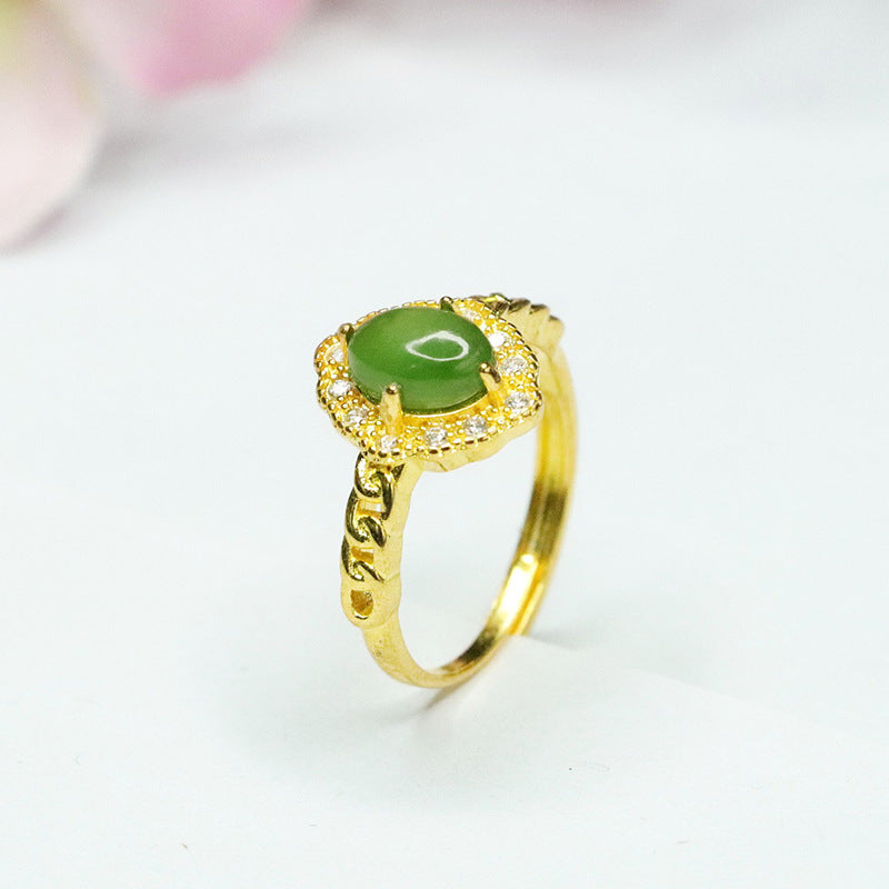 Fortune's Jade Zircon Chain Ring