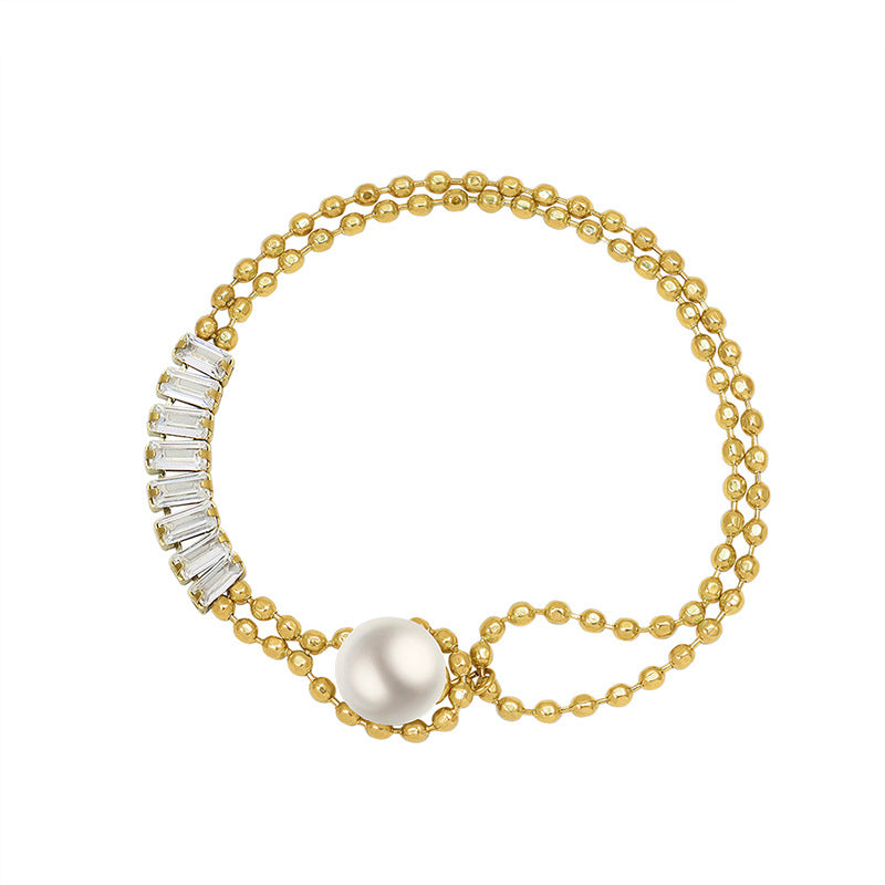 Luxurious Retro Pearl Bracelet with Gold Accent