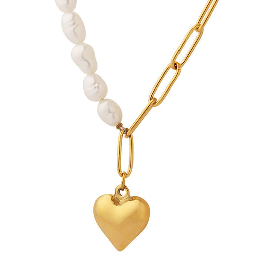 Heavenly Heart Pearl Necklace with Baroque Design