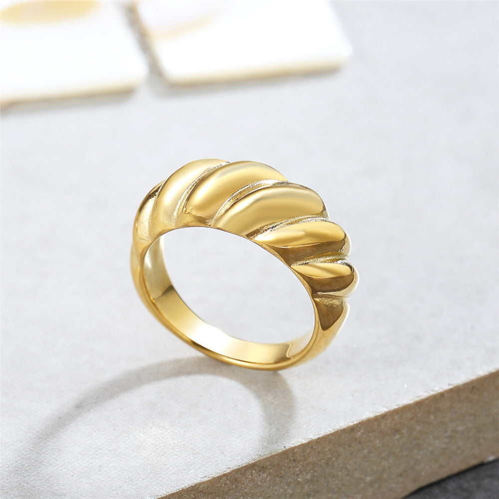 Chic Titanium Steel Cold Shell Bread Ring for Women