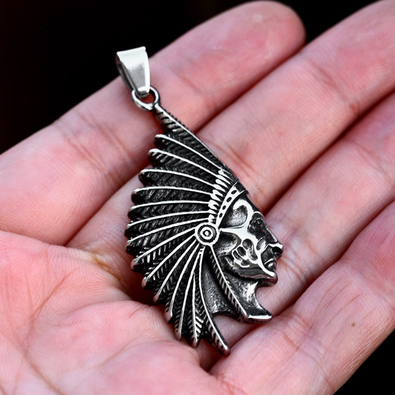 Wholesale Retro Punk Titanium Steel Indian Pendant for Men - Cross-Border Jewelry Collection