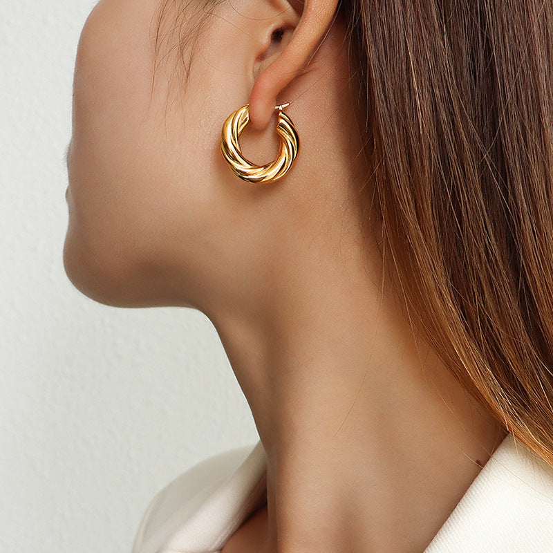 Elegant Golden Titanium Steel Irregular Earrings