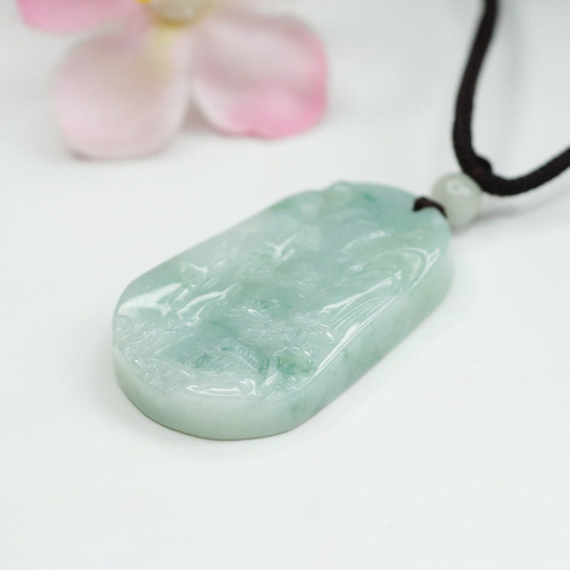 Myanmar A Grade Jade Trapezoidal Pendant - Fortune's Favor Jade Jewelry