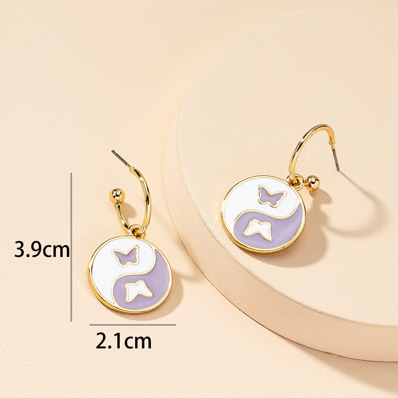 European-American Glazed Butterfly Earrings with Purple Alloy Accent