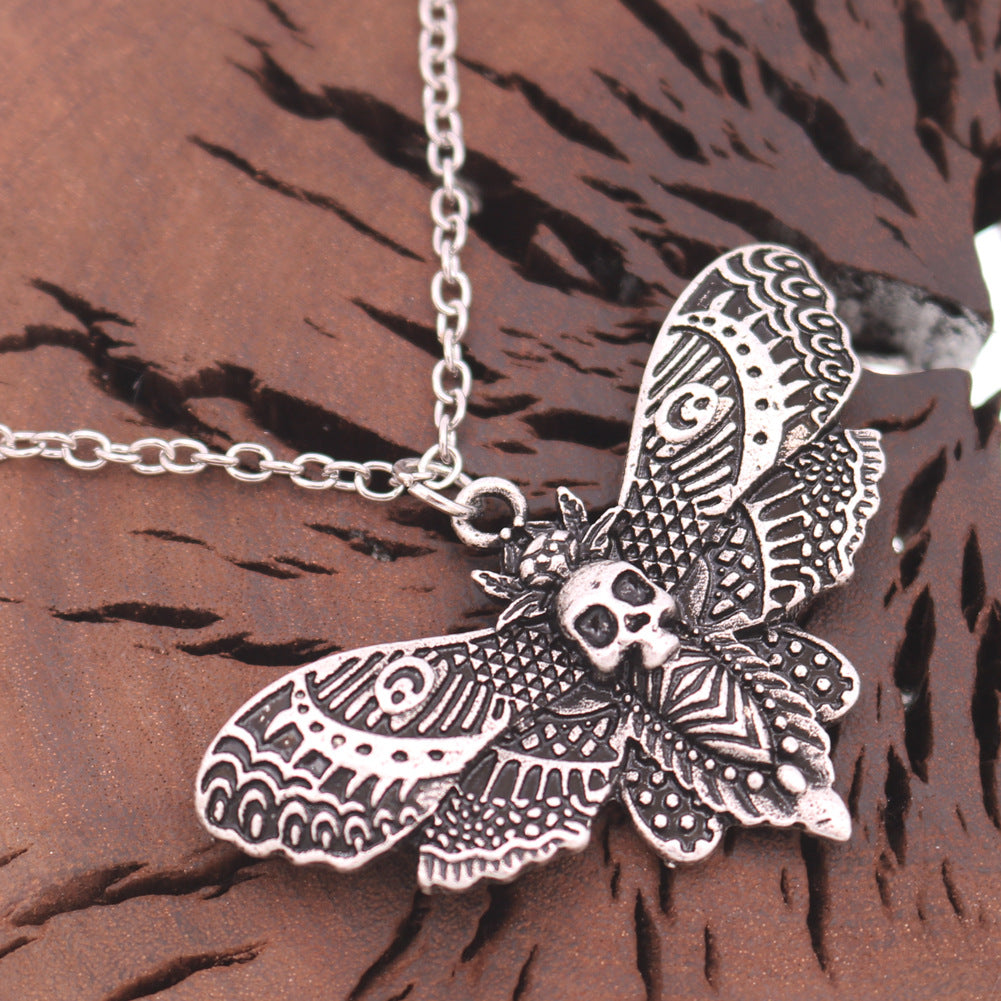 Moth Skeleton Pendant Necklace for Men - Trendy Insect Jewelry from the Norse Legacy Collection