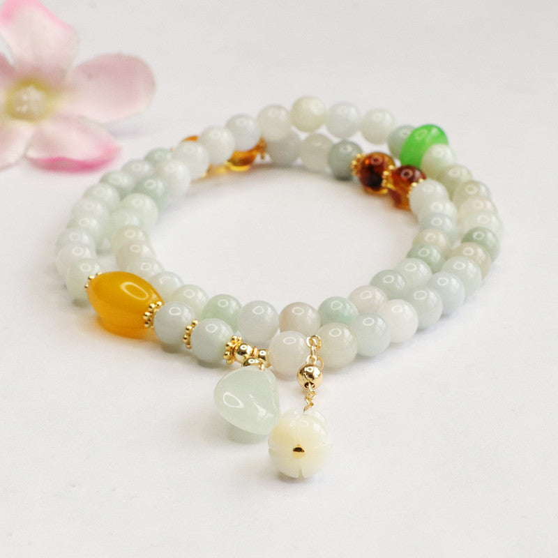 Jade Double Circle Bracelet with Tassel Accent