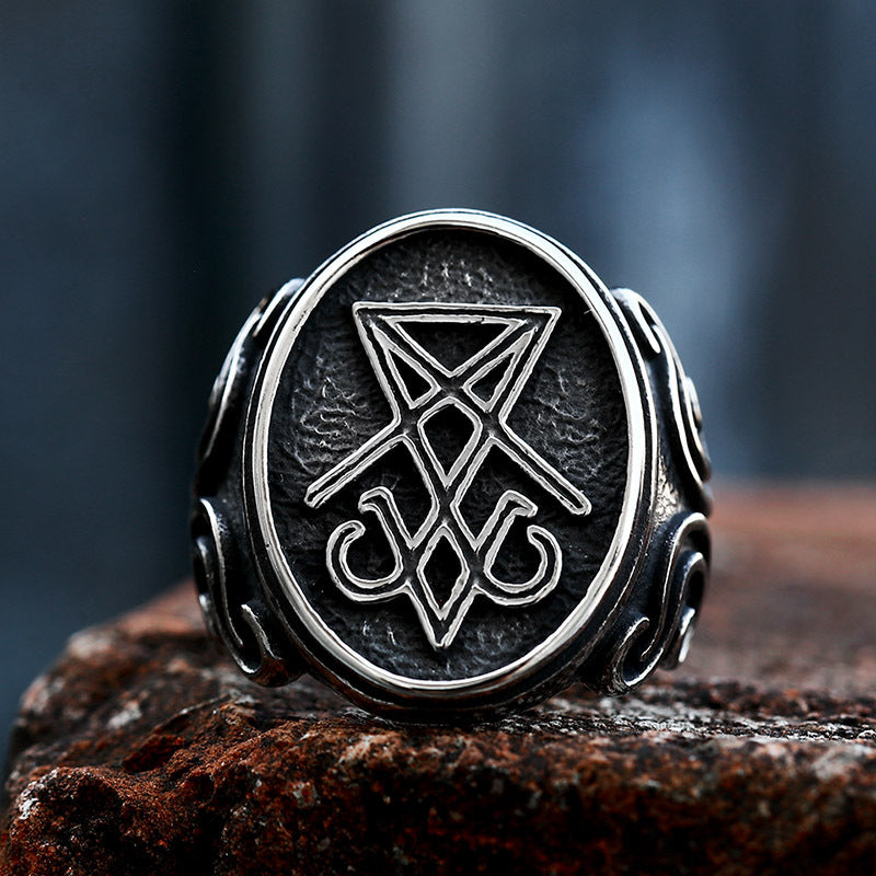 Men's Vintage Titanium Steel Devil's Ring - Unique Cross-Border Stainless Steel Jewelry