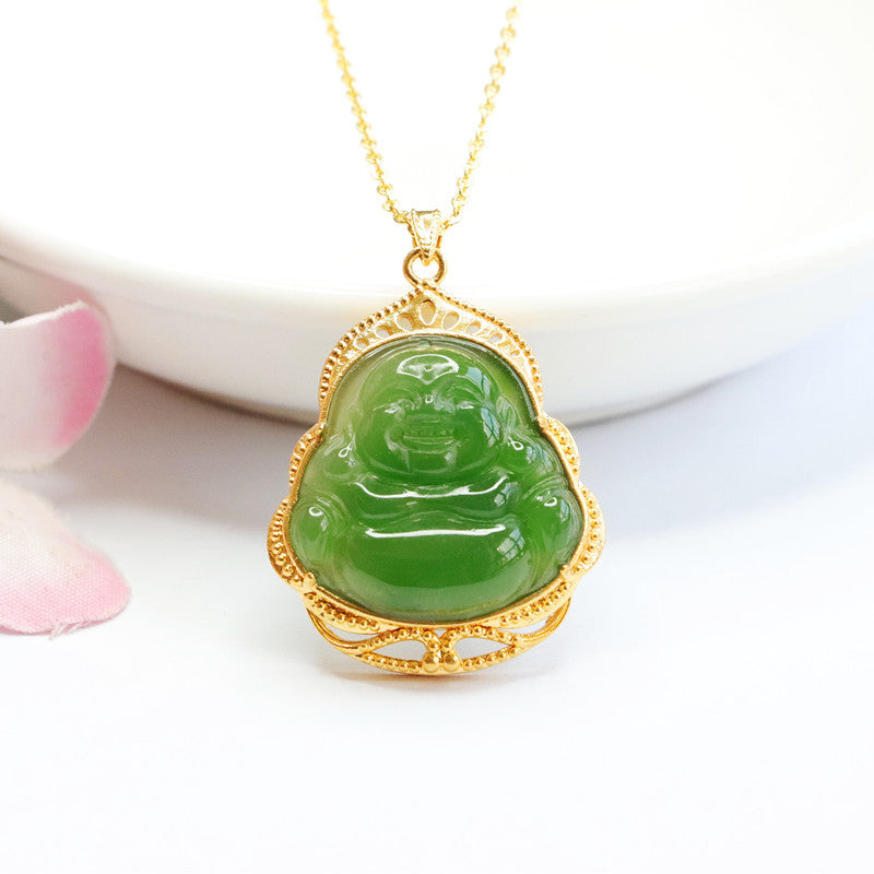 Natural Jade Buddha Hollow Necklace - Fortune's Favor Collection