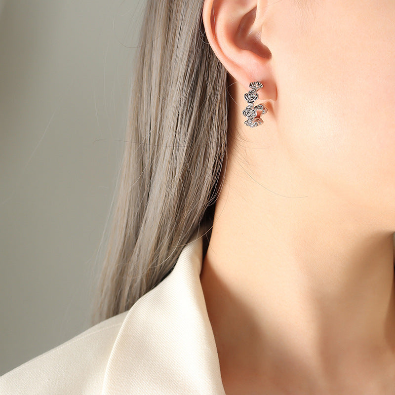 Rose-Inspired C-Shaped Earrings with a Luxe Twist