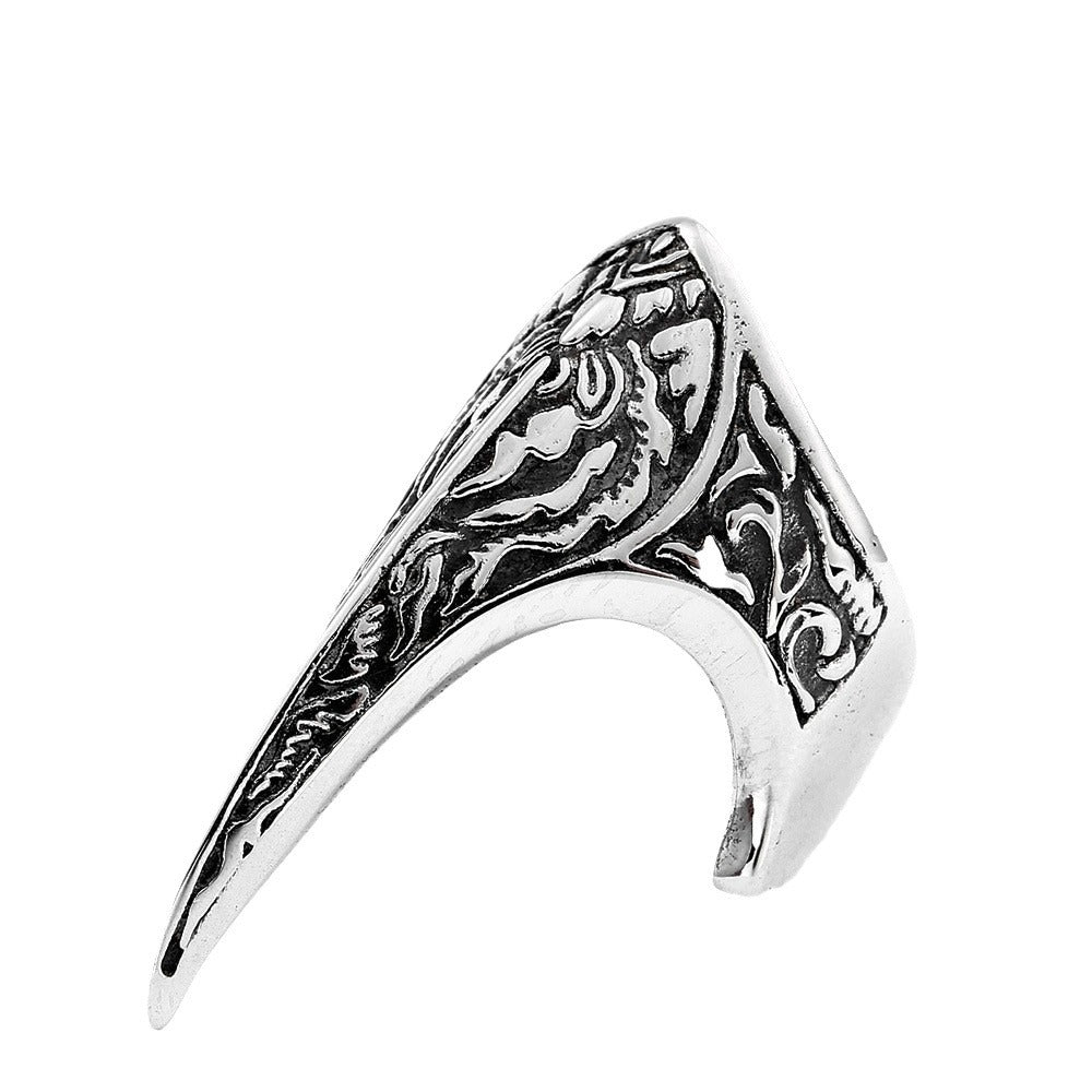 Custom Engraved Stainless Steel Armor Ring for Men – Trendy Retro Jewelry Collection