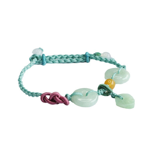 Jade Leaf Sterling Silver Bracelet with Safety Buckle