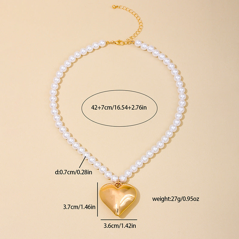 European and American Fusion Hip-Hop Necklace with Pearl Embellishments