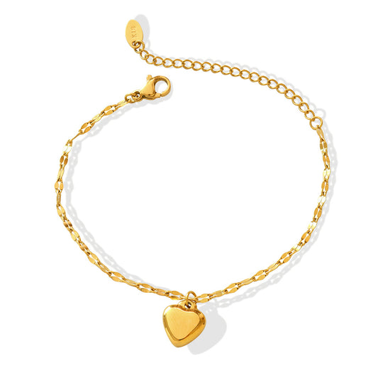 Korean Campus Girl Heart Bracelet with Peach Heart Pendant