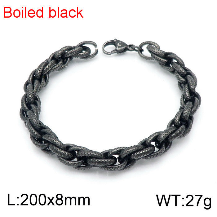 Titanium Steel Hip-Hop Twist Chain Bracelet with Retro Dot Pattern for Men