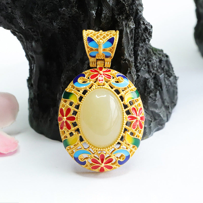 Colorful Ethnic Style Natural Jade Pendant