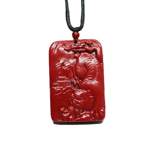 Cinnabar Pendant Carving Tiger Pendant