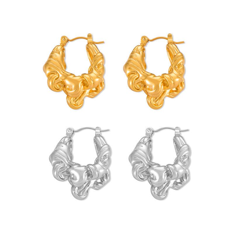 Retro Geometric Knot Design Earrings in Titanium Steel with U-Shaped Ear Buckle