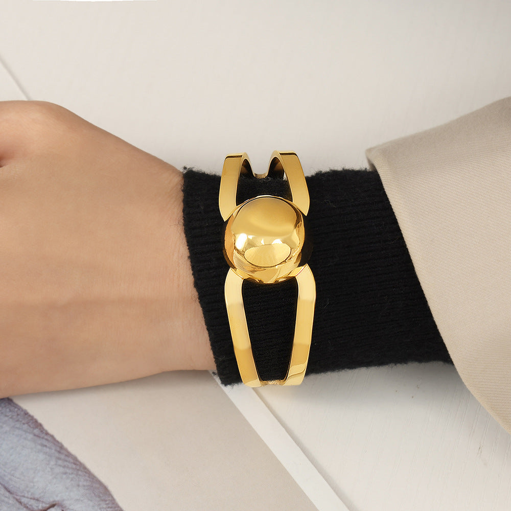 Golden Geometric Hollow Bracelet - Women's Fashion Jewelry by Planderful