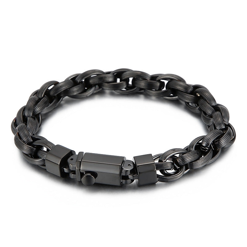 Men's Fashionable Trend Bracelet with Double Ring & O-Chain Design - Stylish Hand Jewelry for Modern Men