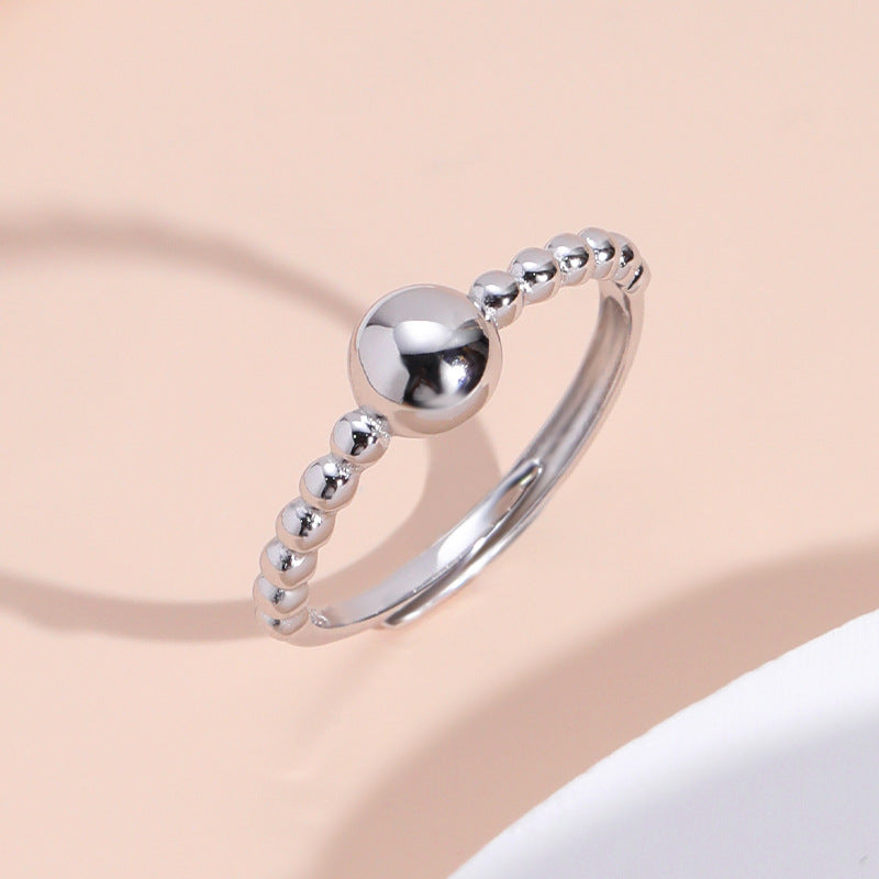 Round Bead Opening Sterling Silver Ring